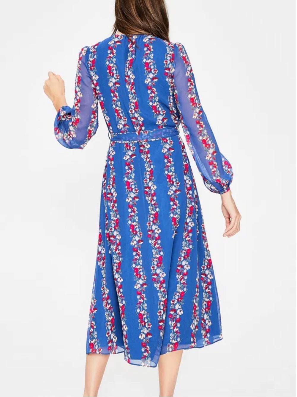 BODEN Kathleen Midi Dress Opulent Blue Flowerbed Floral {3B51} - Picture 3 of 12